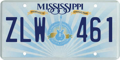 MS license plate ZLW461