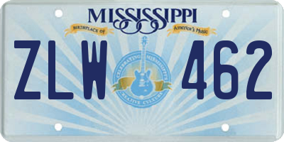 MS license plate ZLW462