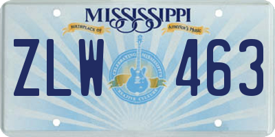 MS license plate ZLW463