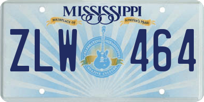 MS license plate ZLW464