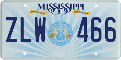 MS license plate ZLW466