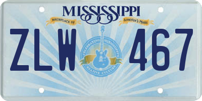 MS license plate ZLW467