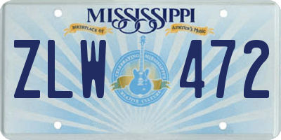 MS license plate ZLW472