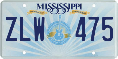 MS license plate ZLW475