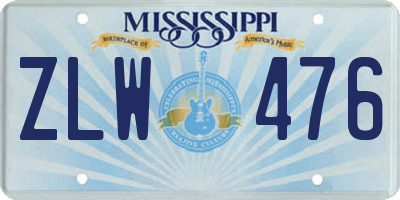 MS license plate ZLW476