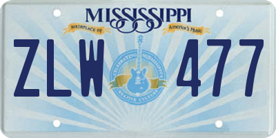 MS license plate ZLW477