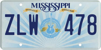 MS license plate ZLW478
