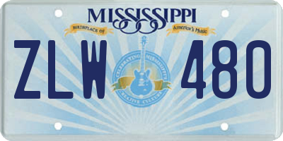 MS license plate ZLW480