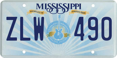 MS license plate ZLW490