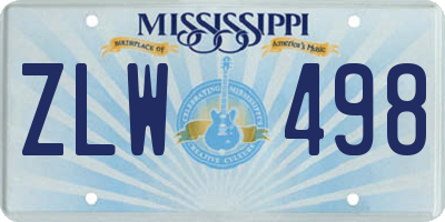 MS license plate ZLW498