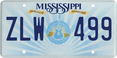 MS license plate ZLW499