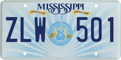 MS license plate ZLW501