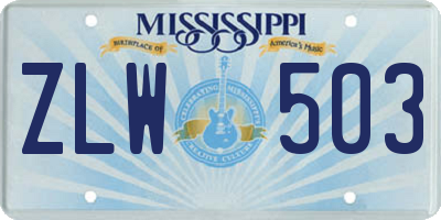 MS license plate ZLW503