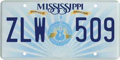 MS license plate ZLW509
