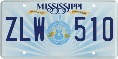 MS license plate ZLW510
