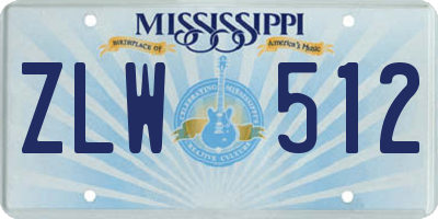 MS license plate ZLW512