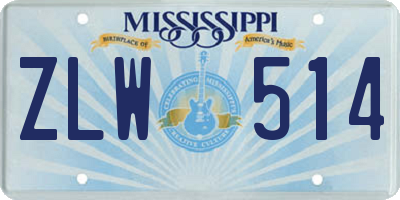 MS license plate ZLW514