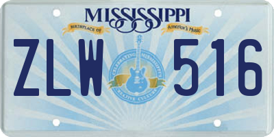 MS license plate ZLW516