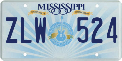 MS license plate ZLW524