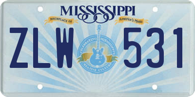 MS license plate ZLW531