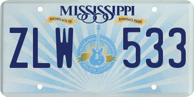 MS license plate ZLW533