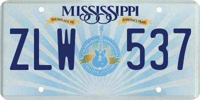 MS license plate ZLW537