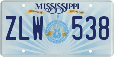 MS license plate ZLW538