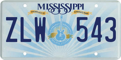 MS license plate ZLW543