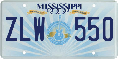 MS license plate ZLW550