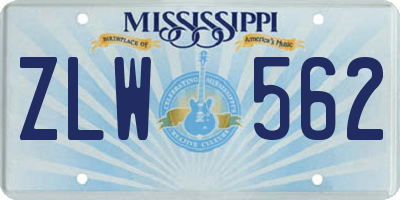 MS license plate ZLW562