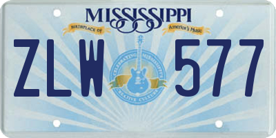 MS license plate ZLW577