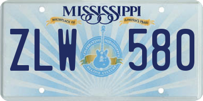 MS license plate ZLW580