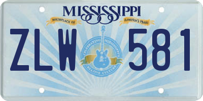 MS license plate ZLW581