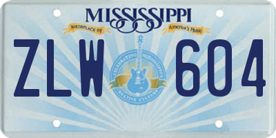 MS license plate ZLW604