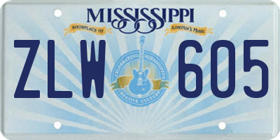 MS license plate ZLW605