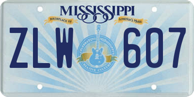 MS license plate ZLW607