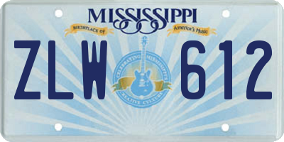 MS license plate ZLW612