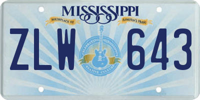 MS license plate ZLW643
