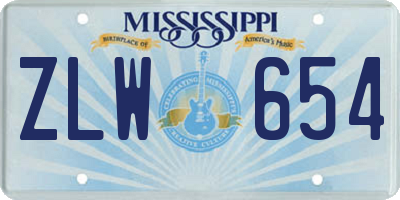 MS license plate ZLW654