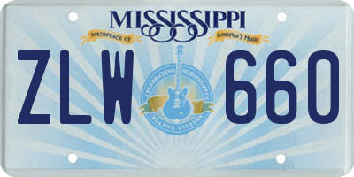 MS license plate ZLW660