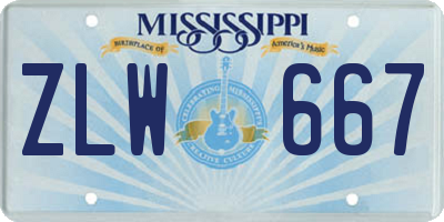 MS license plate ZLW667