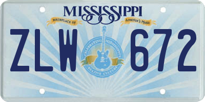 MS license plate ZLW672