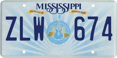 MS license plate ZLW674