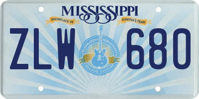MS license plate ZLW680