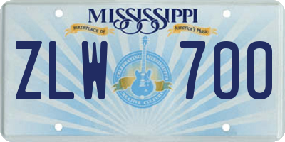MS license plate ZLW700