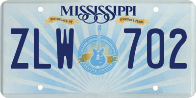 MS license plate ZLW702