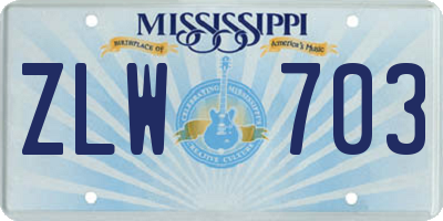 MS license plate ZLW703