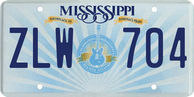 MS license plate ZLW704