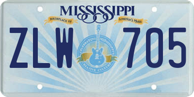 MS license plate ZLW705