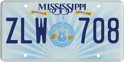 MS license plate ZLW708